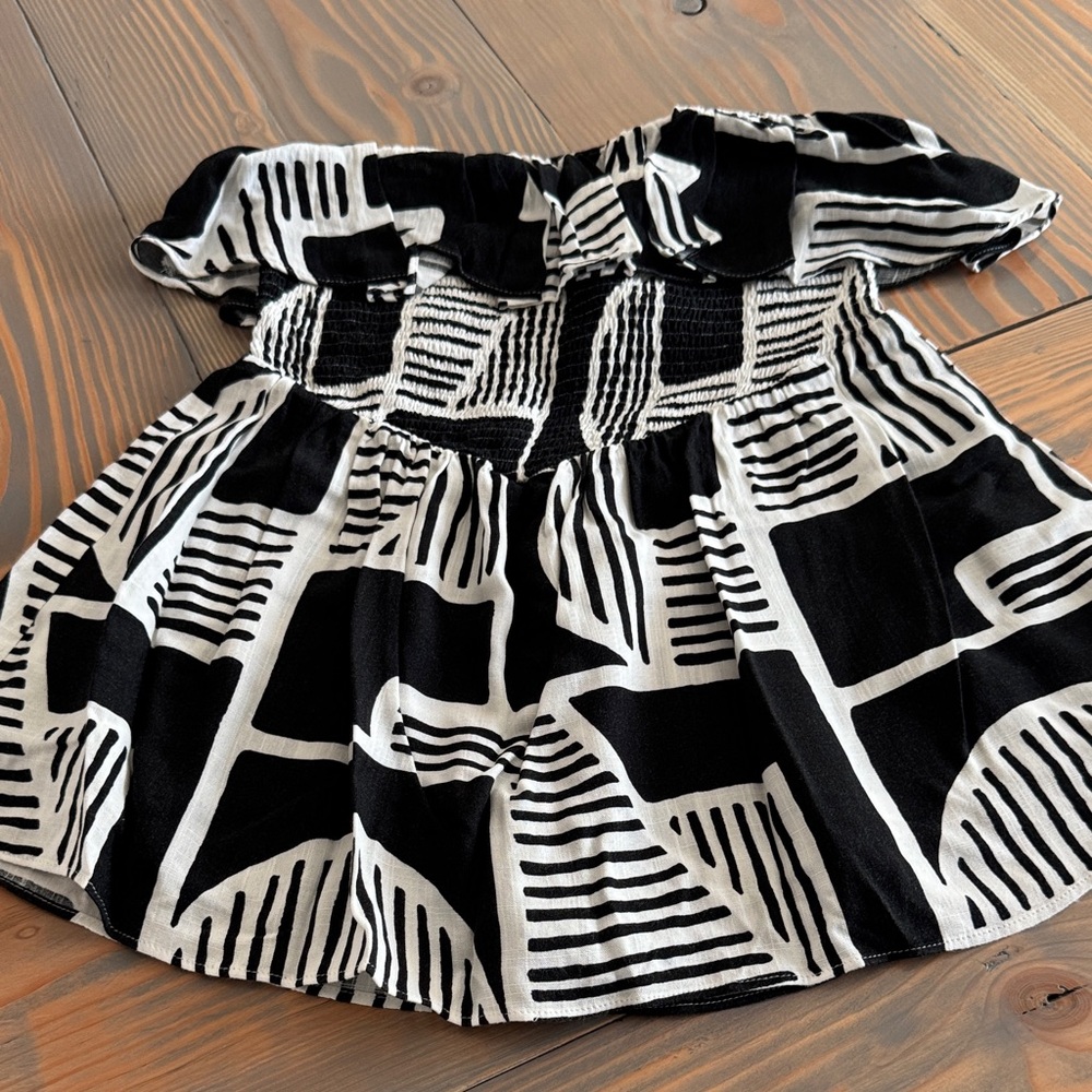 Stylish Black and White Strapless Skort Dress